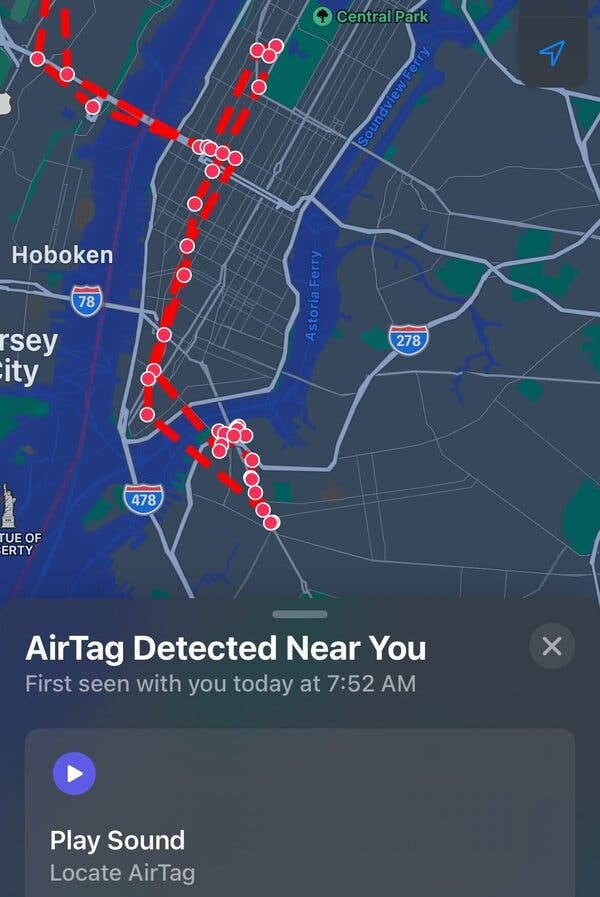 At the end of the day, my husband got an alert on his phone. He was unable to get the AirTag to play a sound.